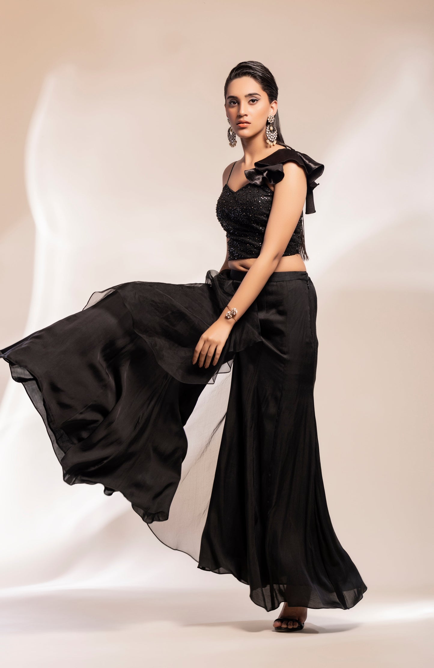 Corset with drape gharara