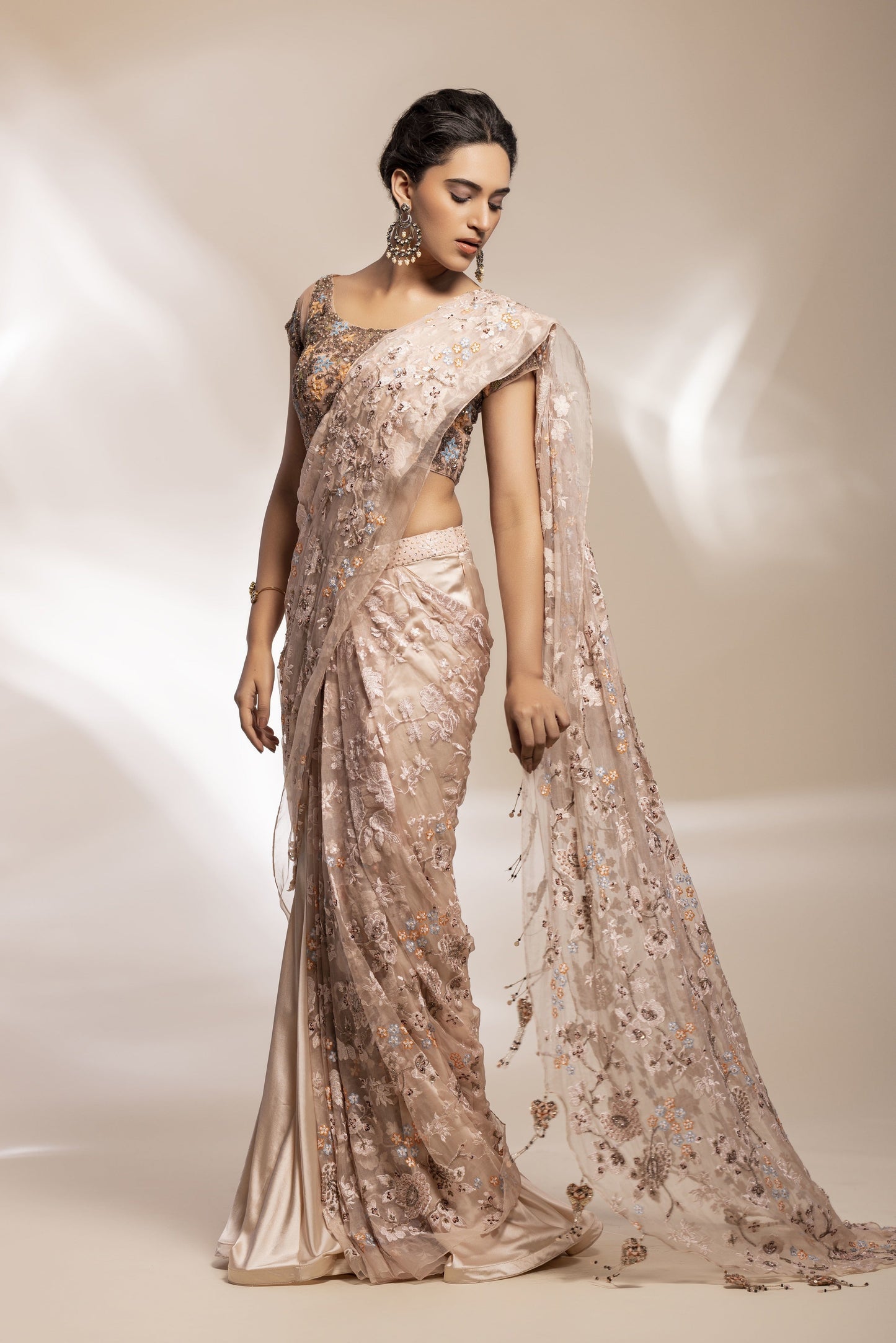 Saree and Blouse with a fishtail skirt