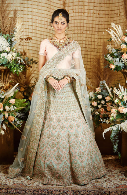 Kashish pastel green zardozi Lehenga