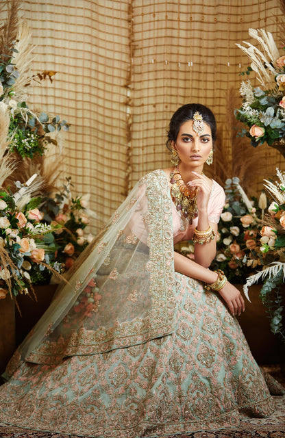 Kashish pastel green zardozi Lehenga