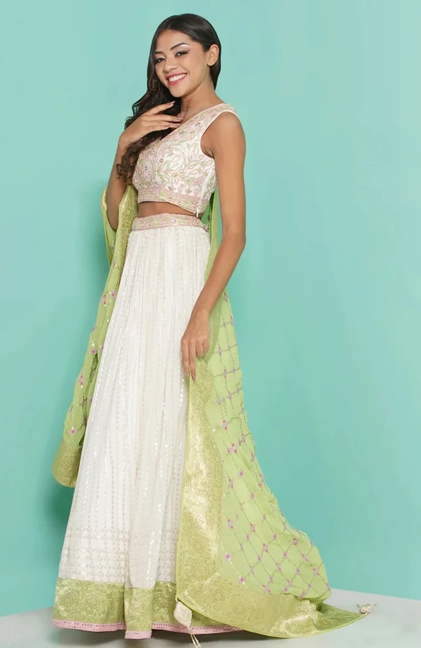 Textured Lehenga with banarsi border