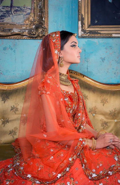 Rust Orange Lehenga - Heritage Collection