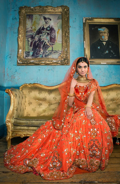 Rust Orange Lehenga - Heritage Collection