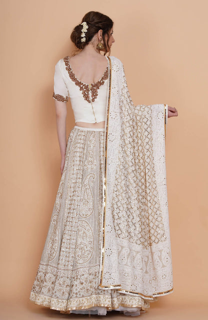 Ethereal Chikankari & Zardosi Lehenga