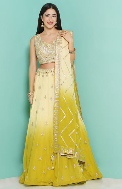 Lemon Ombre Zari Lehenga