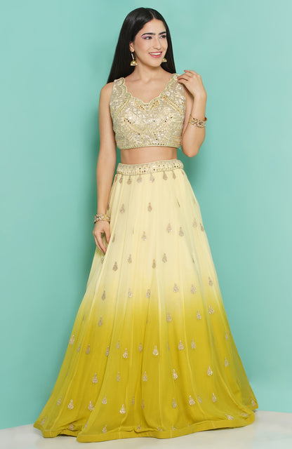 Lemon Ombre Zari Lehenga