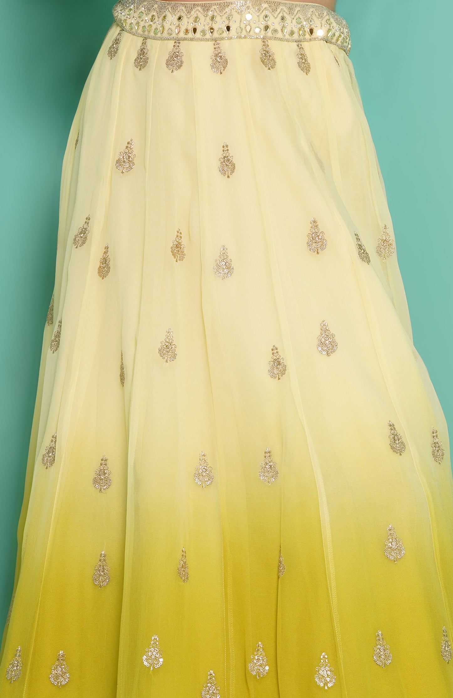 Lemon Ombre Zari Lehenga