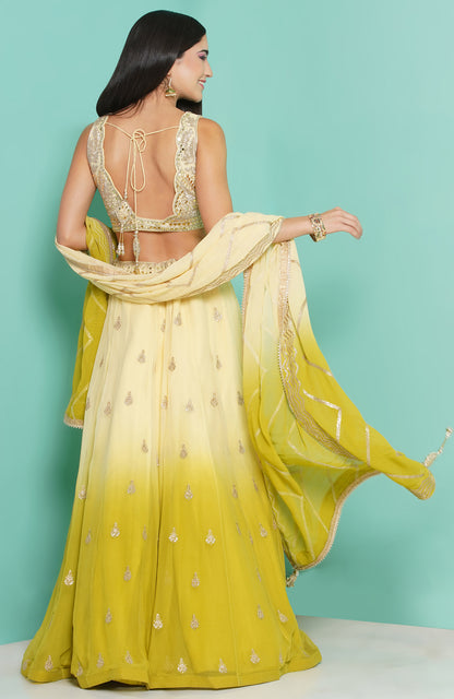 Lemon Ombre Zari Lehenga