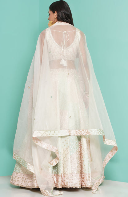 Pastel chanderi patch Lehenga