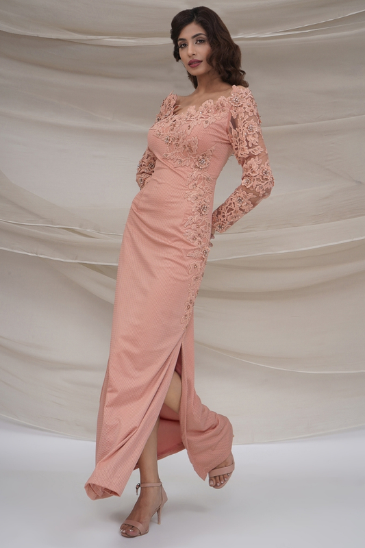 Peach long dress
