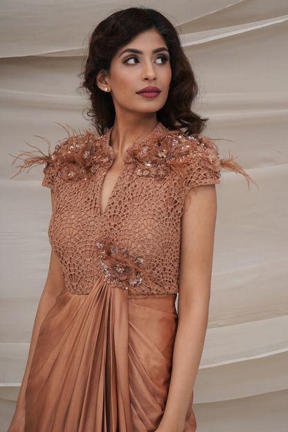 Bronze Drape Gown