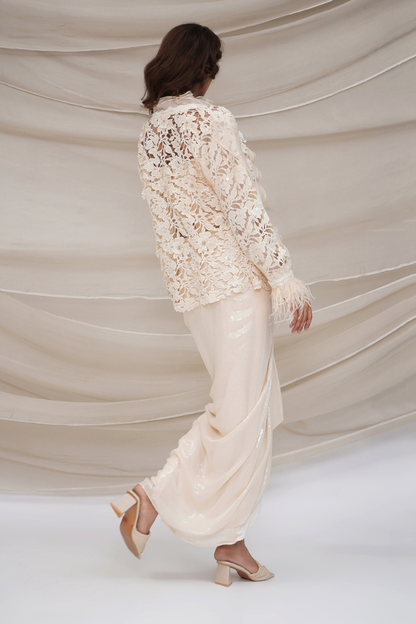 Ivory Drape Skirt & Lace Jacket