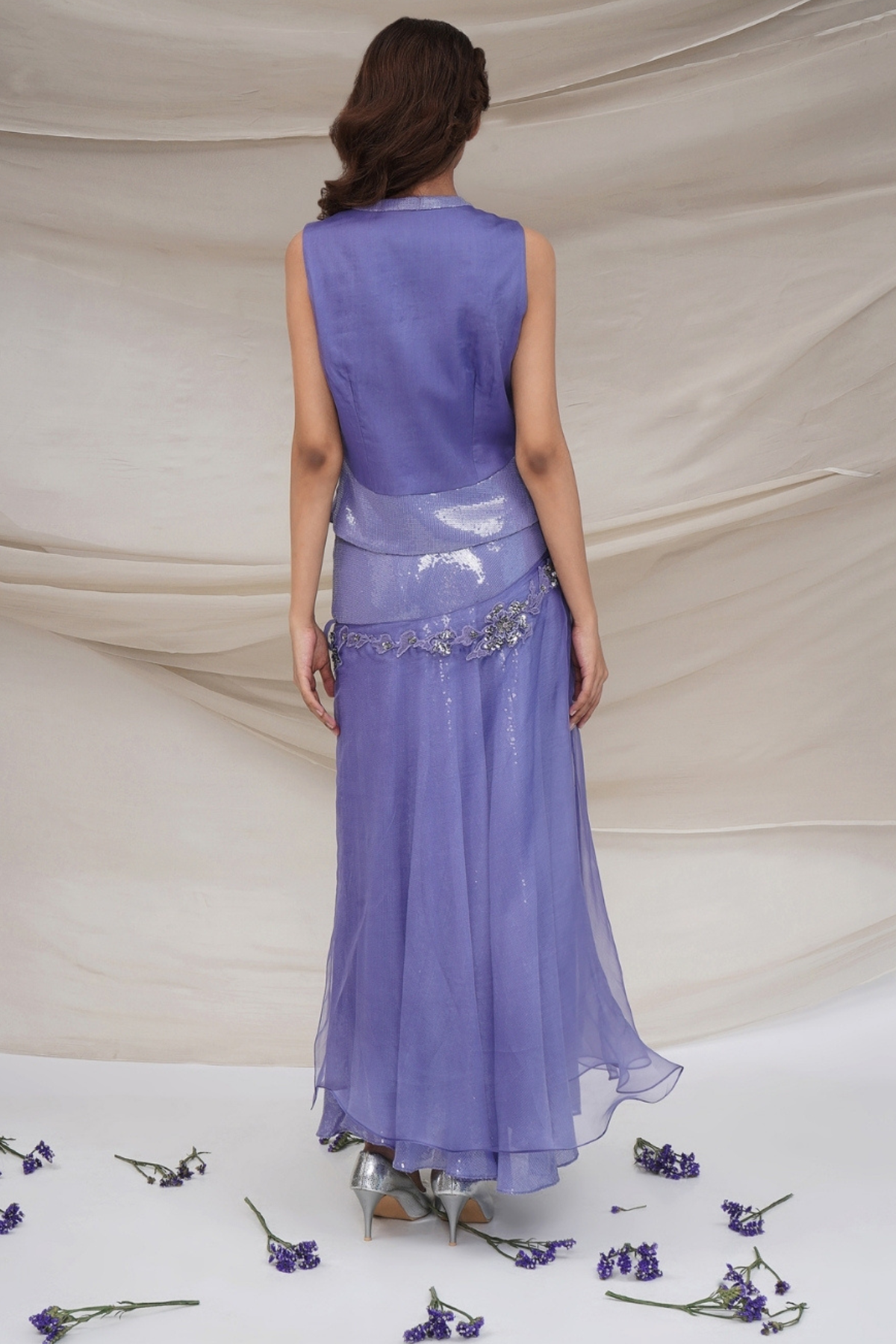 Lavender waistcoat & Sequin Skirt