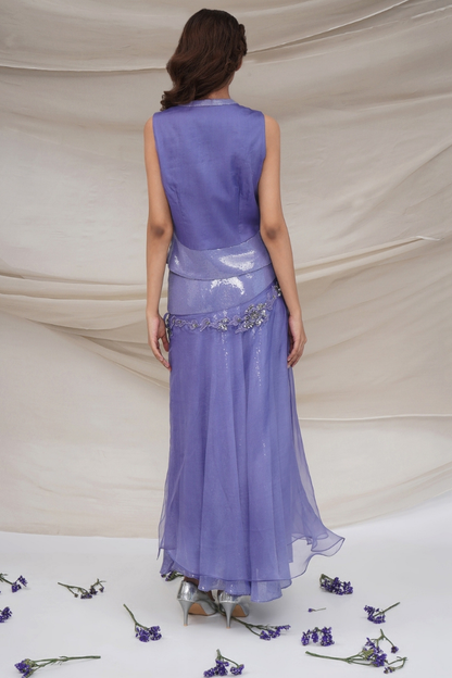 Lavender waistcoat & Sequin Skirt