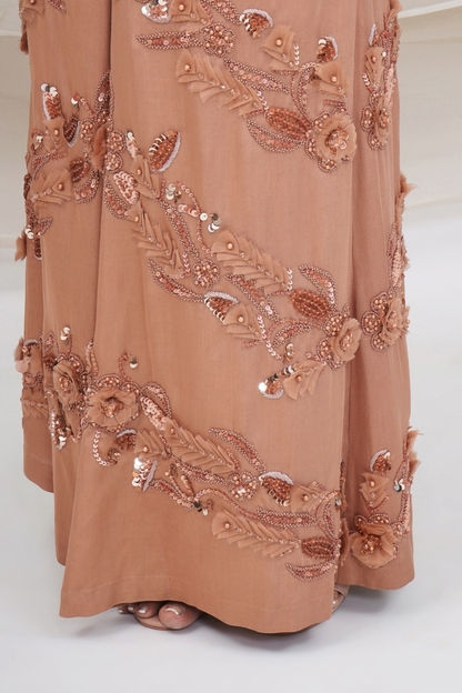 Bronze Sequin cami with jacket and flared trousers